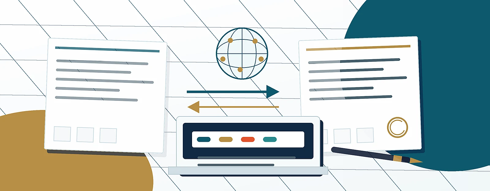 Certified translation documents on a review desk